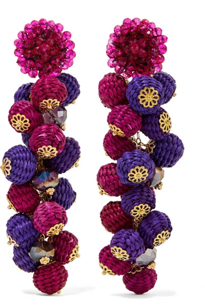 Bibi Marini Cluster Bead, Silk And Gold-tone Earrings In Pink