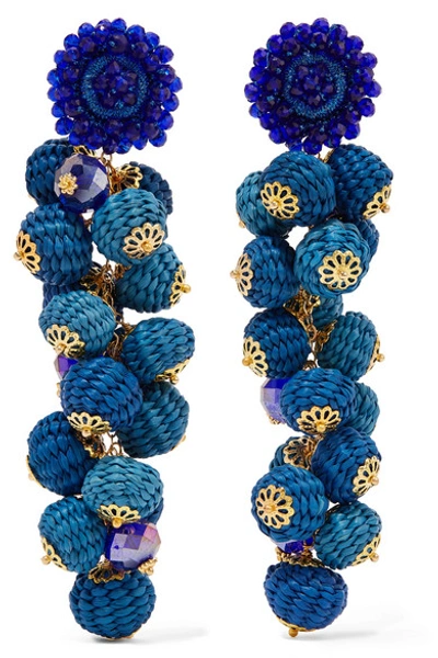Bibi Marini Cluster Bead, Silk And Gold-tone Earrings In Blue