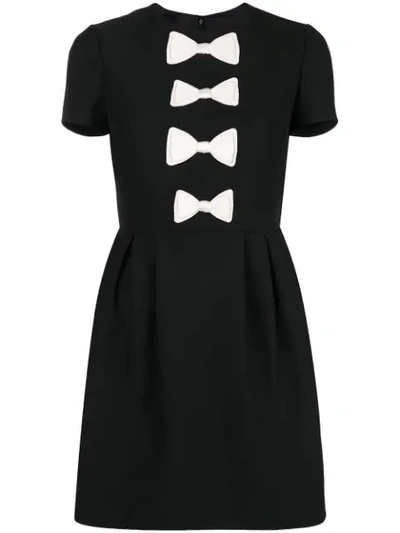 Valentino Bow-detailed Wool And Silk-blend Mini Dress In Black