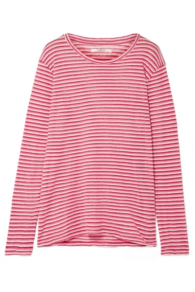 Isabel Marant Étoile Kaaron Striped Linen And Cotton-blend Top In Pink