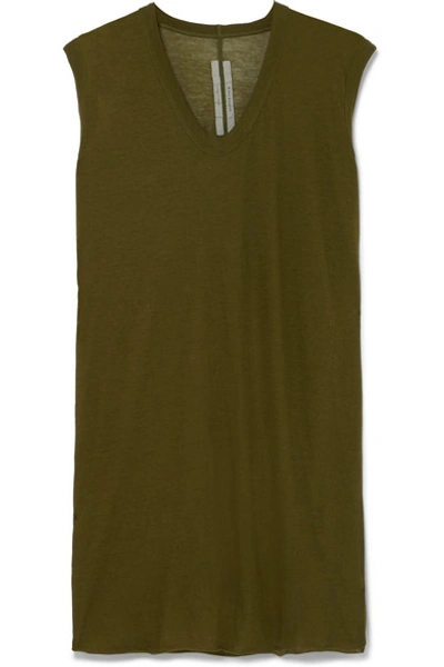 Rick Owens Cotton-jersey Tank In Army Green
