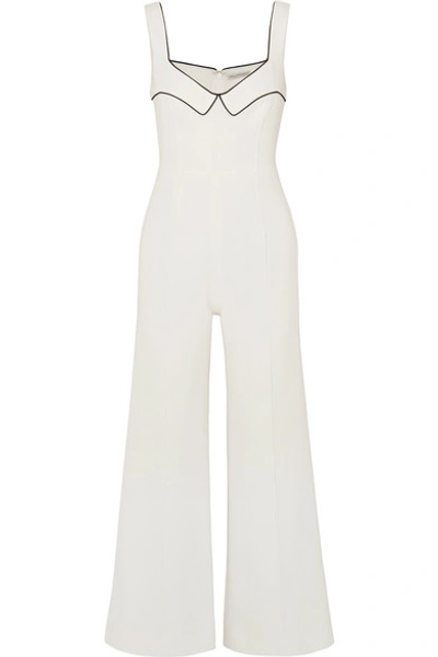 Emilia Wickstead Layla Piped Wool-crepe Jumpsuit In Cream