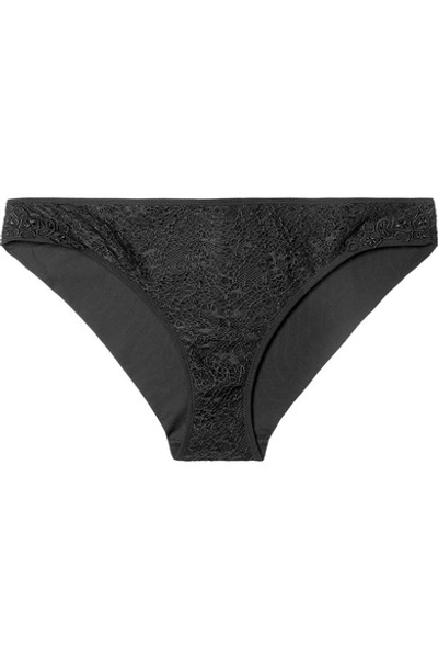 La Perla Citrine Leavers Lace And Stretch-jersey Briefs In Black