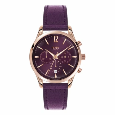 Henry London Ladies 39mm Hampstead Purple Chronograph Leather Watch