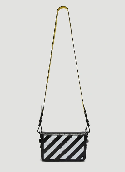 Off-white Diagonal Stripe Mini Flap Bag In Black