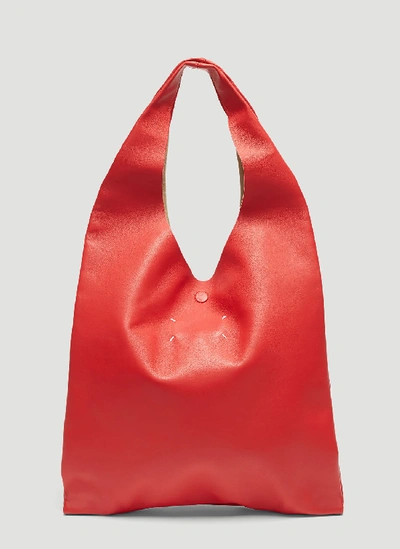Maison Margiela Hobo Leather Tote Bag In Red