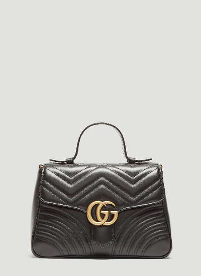 Gucci Small Gg Marmont Top Handle Shoulder Bag In Black