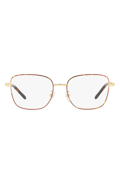 Tory Burch 53mm Square Optical Glasses In Dark Tort