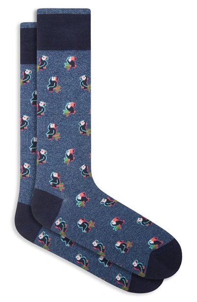 Bugatchi Toucan Dress Socks In Navy