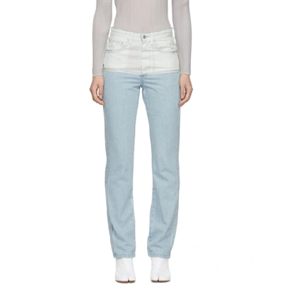 Kanghyuk Blue And Off-white Airbag Jeans In Skybl/ofwht