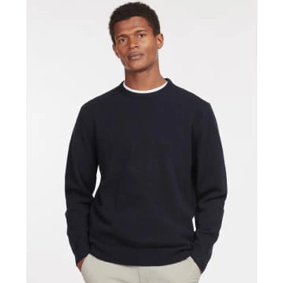 Barbour Navy Patch Crew Neck Jumper In Blue
