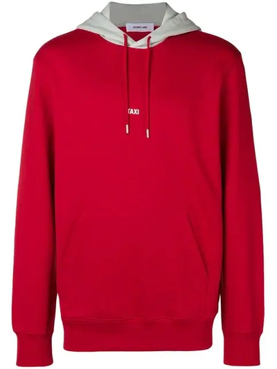 Helmut Lang Taxi-print Hooded Cotton Sweatshirt In Red