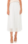 Vince Camuto Pleated Mesh Midi Skirt In New Ivory