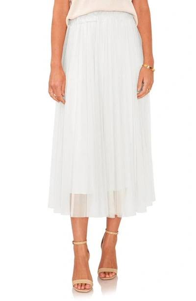 Vince Camuto Pleated Mesh Midi Skirt In New Ivory