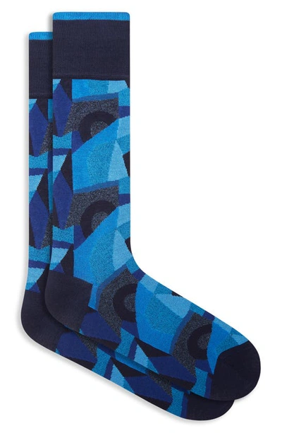 Bugatchi Abstract Dress Socks In Blue