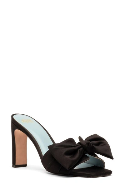 Frances Valentine Hilary Satin Bow Sandal In Black