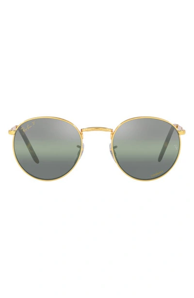 Ray Ban New Round 53mm Gradient Polarized Phantos Sunglasses In Gold/ Green
