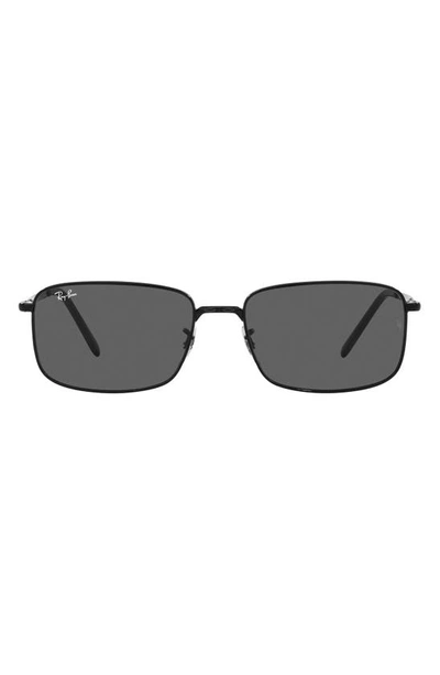 Ray Ban 57mm Rectangular Sunglasses In Black