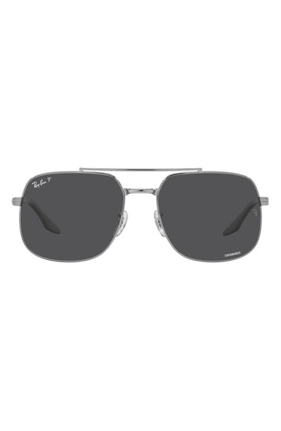 Ray Ban 56mm Polarized Square Sunglasses In Gunmetal