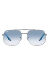 Ray Ban 56mm Gradient Square Sunglasses In Gunmetal