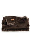 Unhide The Marshmallow 2.0 Medium Faux Fur Throw Blanket In Chocolate Hare
