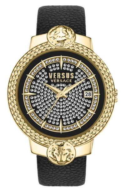 Versus Mouffetard Leather Strap Watch, 38mm In Ip Yellow Gold