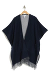 Nordstrom Reversible Pocket Wool & Cashmere Ruana In Navy Combo