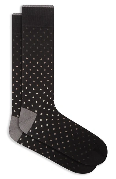 Bugatchi Dot Mercerized Cotton Blend Socks In Black