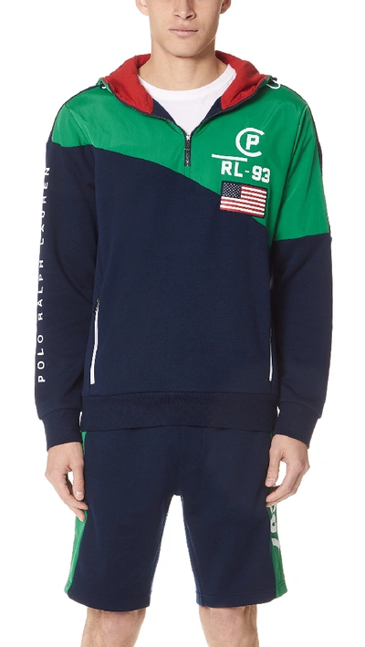 Polo Ralph Lauren Training Jersey Anorak In Navy Green