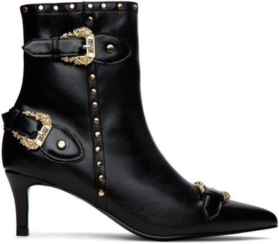 Versace Jeans Couture Ssense Exclusive Black Stud Ankle Boots In E899 Black