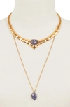 Olivia Welles Stone Pendant Necklace In Gold / Blue