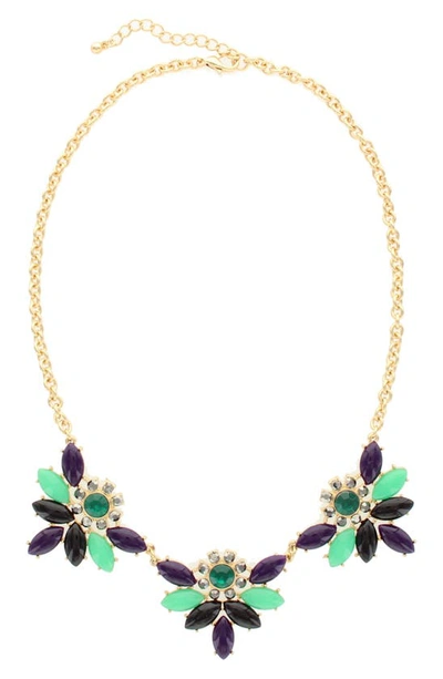 Olivia Welles Shaina Floral Necklace In Gold / Purple