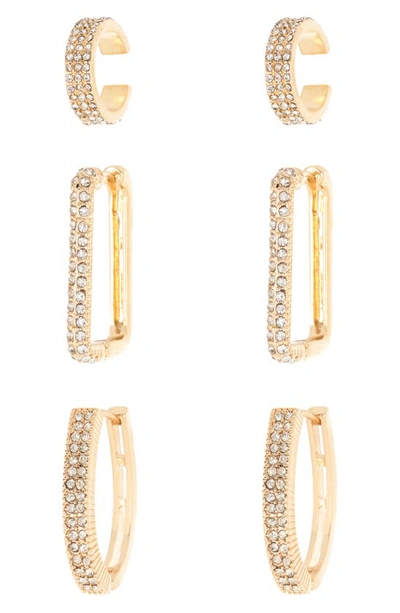 Cara Assorted Set Of 3 Crystal Earrings In Gold