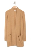 Vince Drape Collar Wool & Cashmere Cardigan In Heather Desert Clay