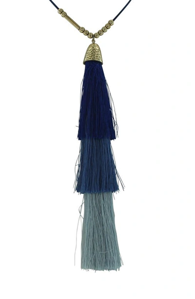 Olivia Welles Rose Dainty Arrow Necklace In Gold / Blue