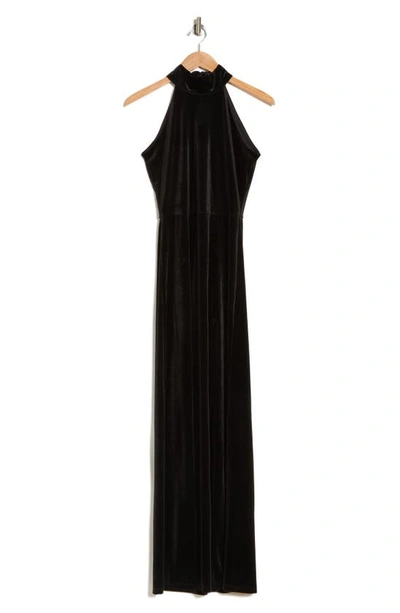 By Design Mock Neck Sleeveless Velvet Maxi Dress In Black