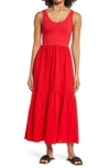 Nordstrom Mixed Media Tank Maxi Dress In Red Chinoise