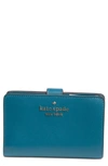 Kate Spade Staci Medium Bifold Leather Wallet In Dark Peacock.