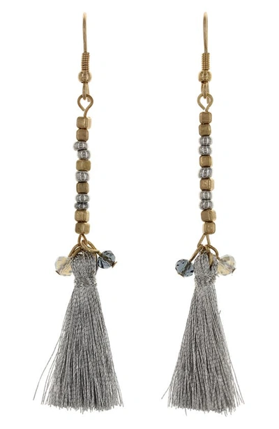 Olivia Welles Beaded Fringe Drop Earrings In Multi