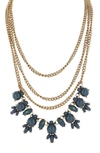 Olivia Welles Renee Layered Bib Necklace In Gold / Blue