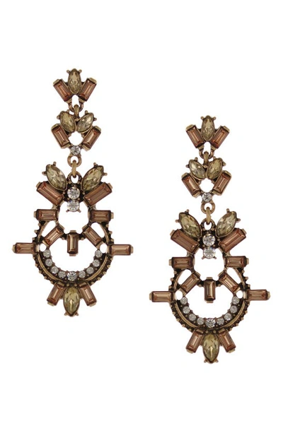 Olivia Welles Crystal Encrusted Drop Earrings In Gold / Multi