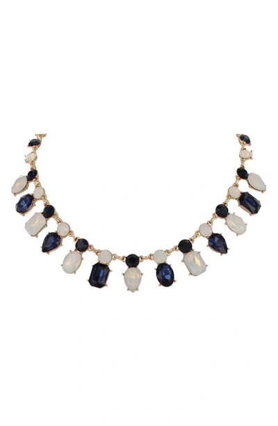 Olivia Welles Oriana Mixed Crystal Collar Necklace In Gold / Blue