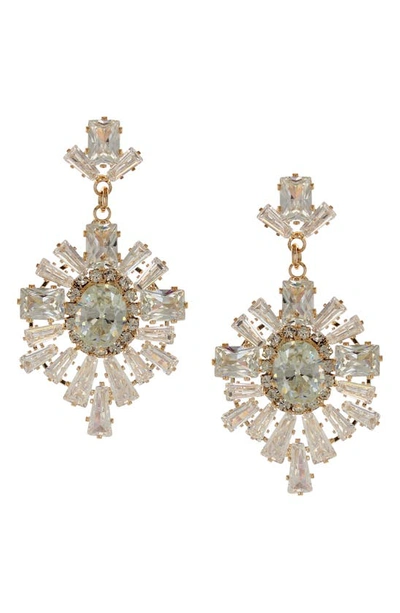 Olivia Welles Symphony Crystal Drop Earrings In Gold / Clear