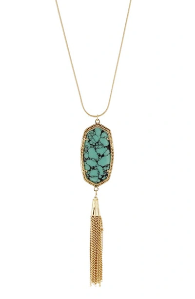 Olivia Welles Evie Tassel Pendant Necklace In Gold / Blue