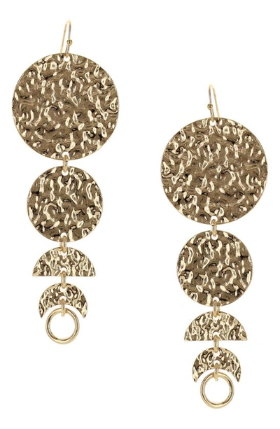 Olivia Welles Chelsea Hammered Drop Earrings In Gold