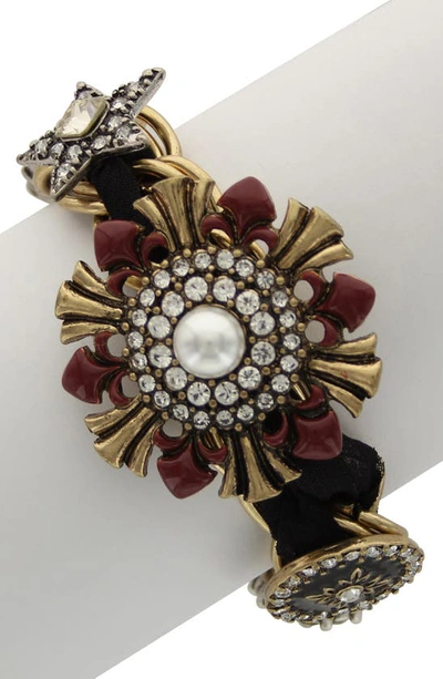 Olivia Welles Crystal Spirit Bracelet In Antique Gold / Multi