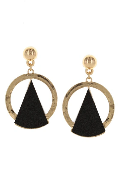 Olivia Welles Aviana Geometric Two-tone Drop Earrings In Black