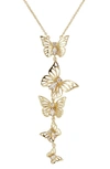 Olivia Welles Farfalle Butterfly Pendant Necklace In Gold/ Clear