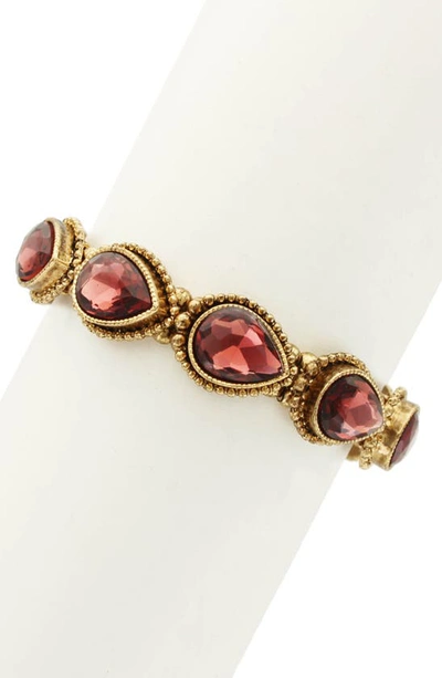 Olivia Welles Leigha Stone Bracelet In Antique Gold / Burgundy