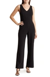 Bebe V-neck Scuba Jumpsuit In Black